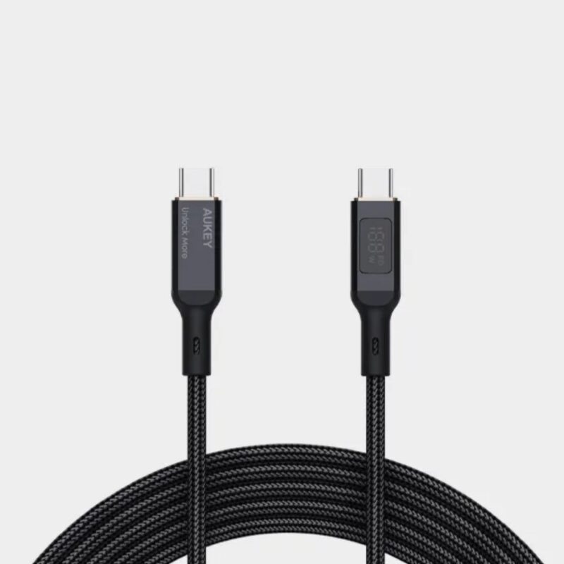 1.8m 100W Nylon Braided USB C to USB C Cable with LCD Display