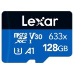 128GB Lexar® High-Performance 633x microSDXC™ UHS-I with SD adapter, up to 100MB_s read 45MB_s write C10 A1 V30 U3