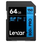 64GB Lexar® Professional 800x SDXC™ UHS-I cards, up to 120MB_s read 45MB_s write C10 V30 U3