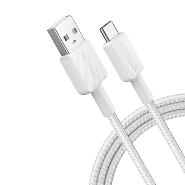 Anker 322 USB-A to USB-C Cable (6ft Braided)- White 1