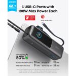 Anker Power Bank (25K, 165W, Built-In Retractable USB-C Cable)- Black 2
