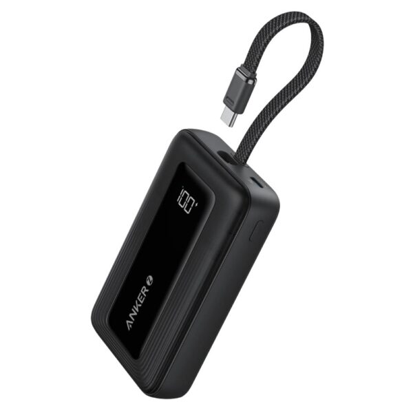 Anker Zolo Power Bank (10K, 22.5W, Built-In USB-C Cable- Black 1