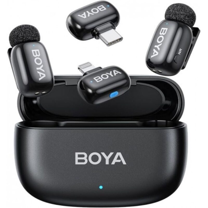 BOYA mini - Ver 2.0 - 1 RX _ 2TX - Type C + Lightning Connectors with Charging Case