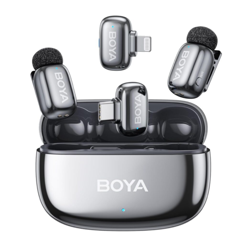 BOYA mini - Ver 2.0 - 1 RX _ 2TX - Type C + Lightning Connectors with Charging Case Space Grey