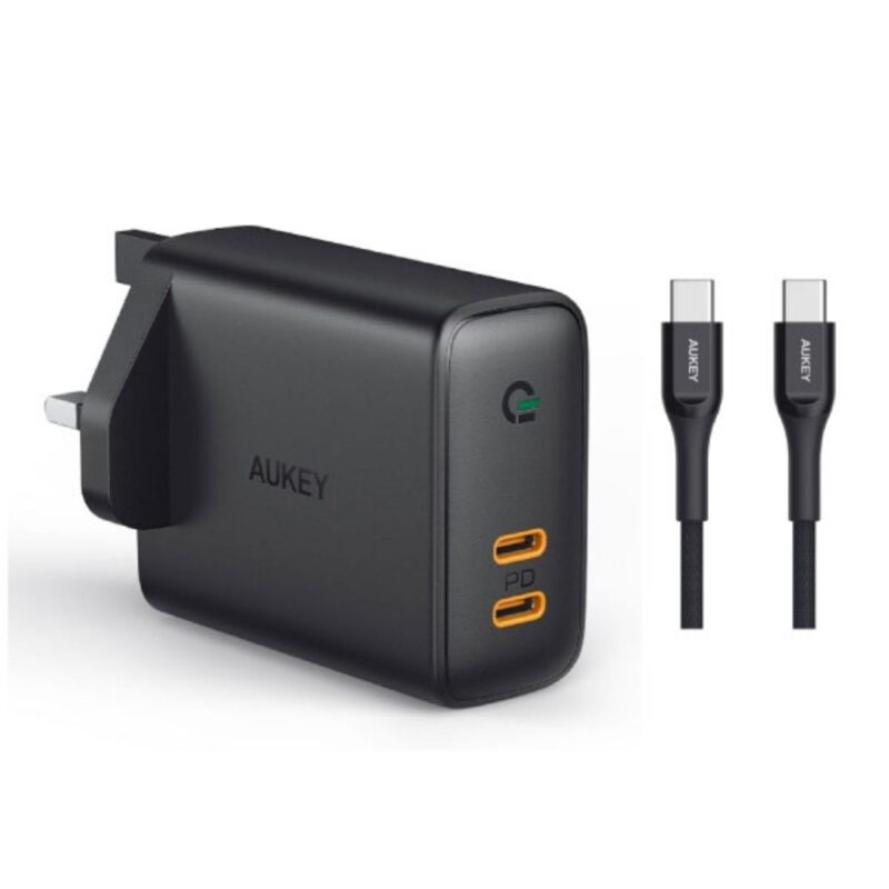 PA-D2 BK Dual-Port 36W PD Wall Charger with Dynamic Detect + C-C Cable