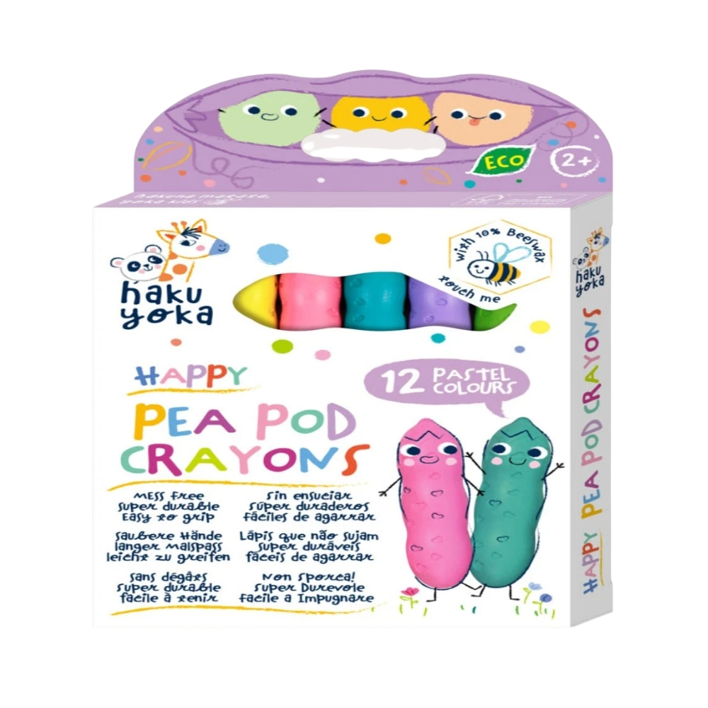 AVENIER HAPPY PEA POD CRAYONS - 12 PASTEL COLOURS AVENIER HAPPY PEA POD CRAYONS - 12 PASTEL COLOURS