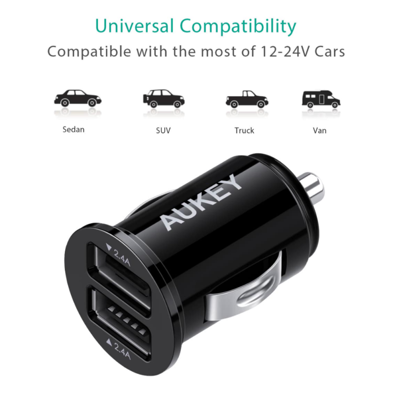 Aukey CC-S1 BK 24W Duo-port Ultra Small Car Charger