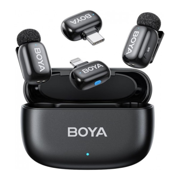 BOYA mini - Ver 2.0 - 1 RX * 2TX - Type C + Lightning Connectors with Charging Case