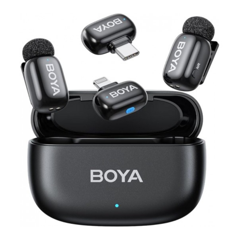 BOYA mini - Ver 2.0 - 1 RX * 2TX - Type C + Lightning Connectors with Charging Case