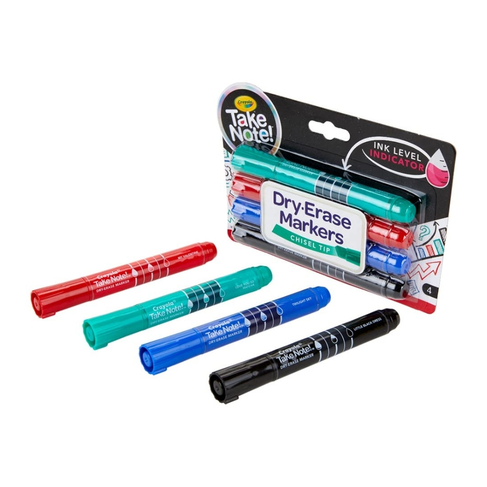 CRAYOLA CRAYOLA 4 CT. TAKE NOTE! FINE LINE DRY-ERASE MARKERS, COLORE CRAYOLA CRAYOLA 4 CT. TAKE NOTE! FINE LINE DRY-ERASE MARKERS, COLORE