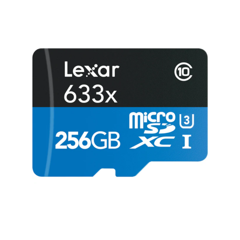 LEXAR 256GB High-Performance 633x microSDXC™ UHS-I with SD adapter, up to 100MB_s read 45MB_s write C10 A1 V30 U3