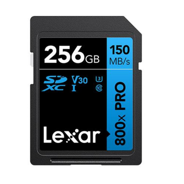 LEXAR 256GB Professional 800x SDXC™ UHS-I cards, up to 120MB_s read 45MB_s write C10 V30 U3