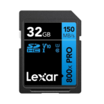 LEXAR 32GB Professional 800x SDHC™ UHS-I cards, up to 120MB_s read 45MB_s write C10 V10 U1