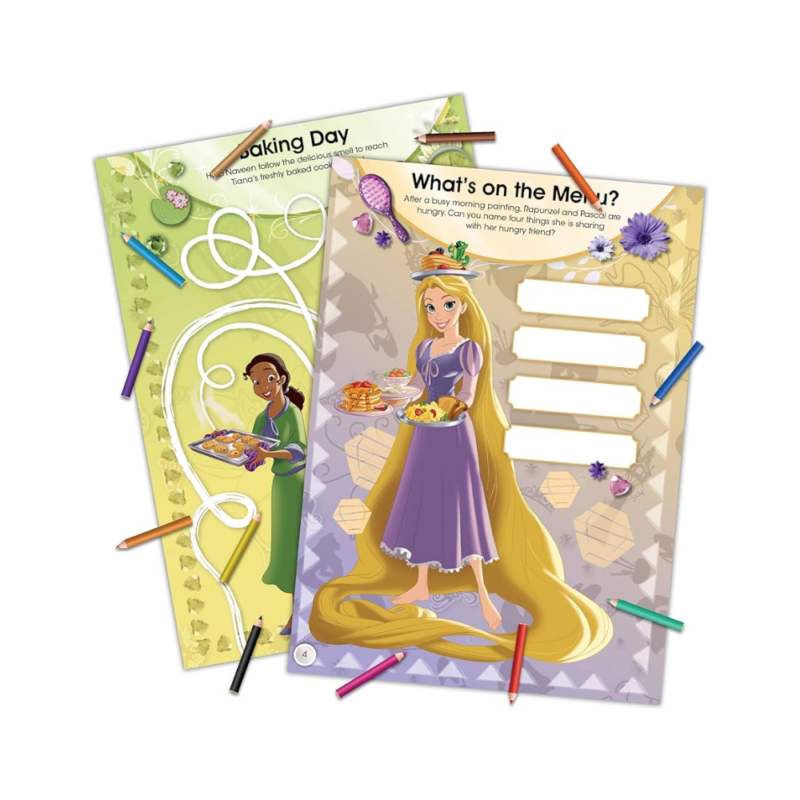 PLAYSMART DISNEY PRINCESS ACTIVITY BOOK WITH PENCILS AND STICKERS - A4